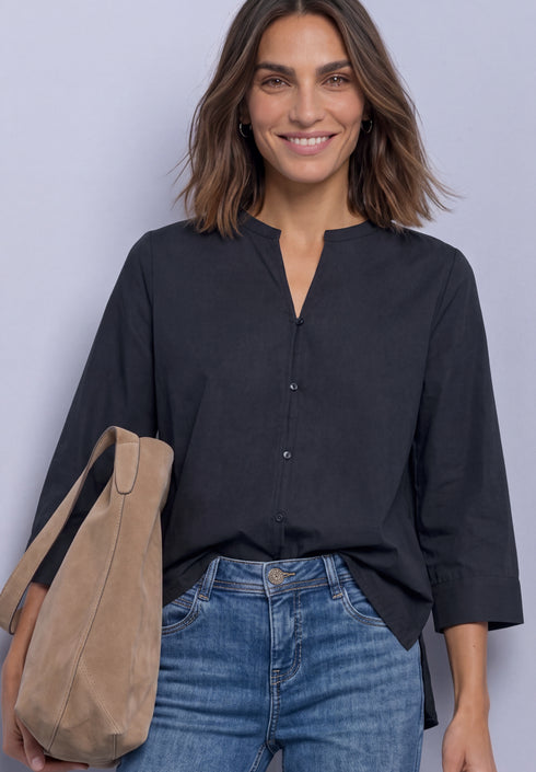 Street One - QR Splitneck blouse with button - 346856
