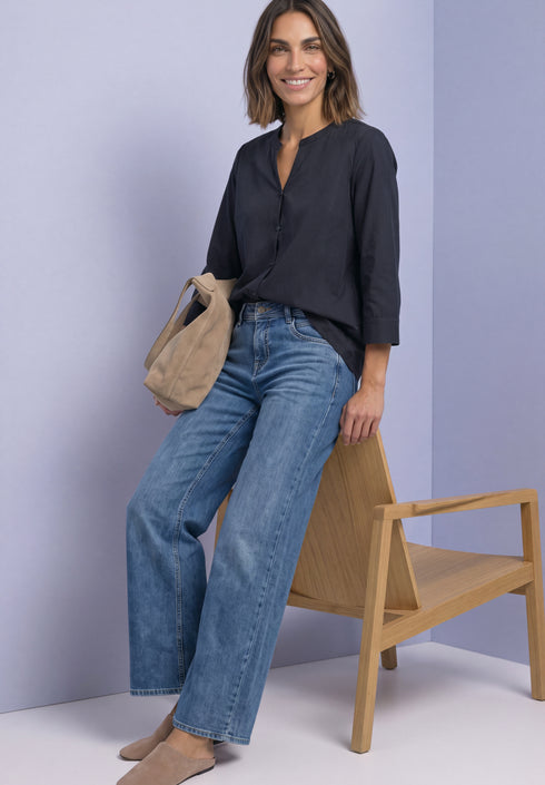 Street One - QR Splitneck blouse with button - 346856