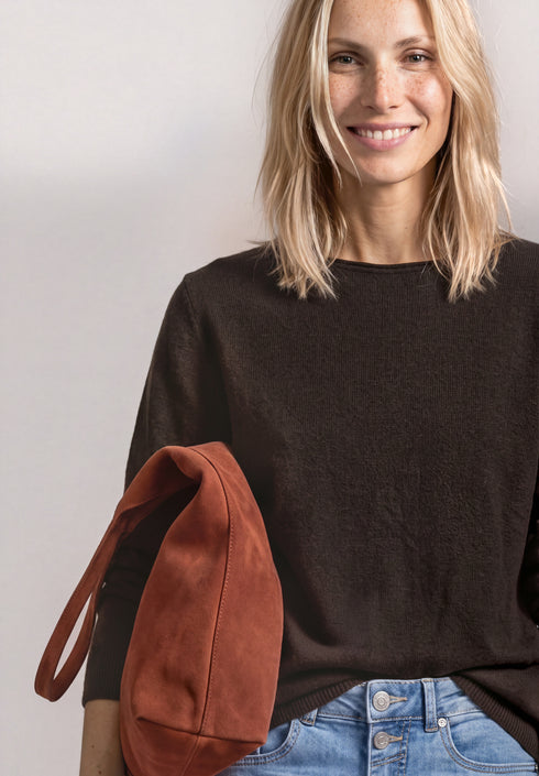 Street One - LTD QR rolled edge u-boat sweater - 303963