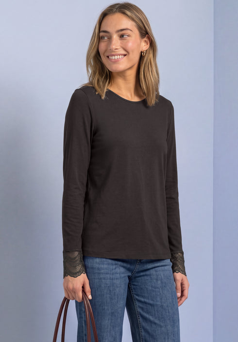 Street One - Shirt with lace at sleeves - 325998