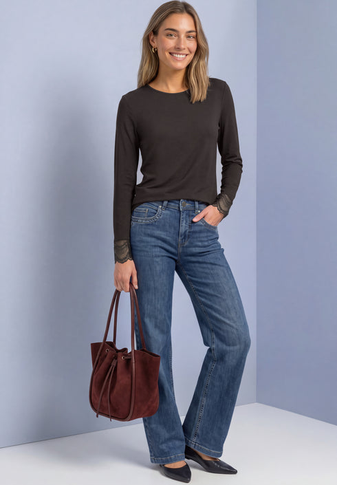 Street One - Shirt with lace at sleeves - 325998