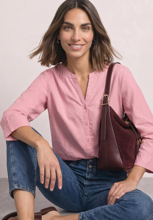 Street One - Corduroy splitneck blouse - 346857