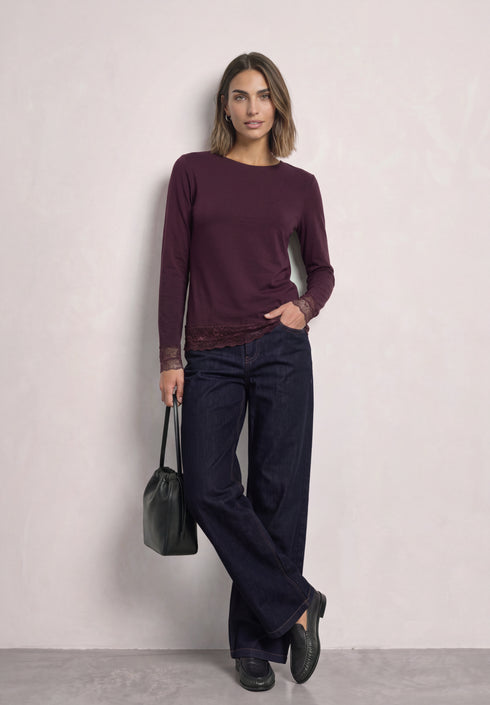 Street One - LTD QR basic shirt with lace cuff - 326162