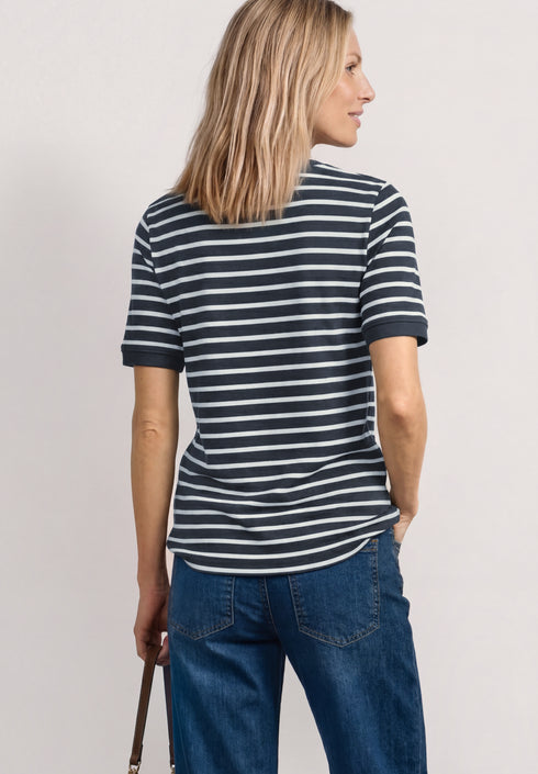 Street One - T-Shirt mit Boat Neck und Streifen - 325572